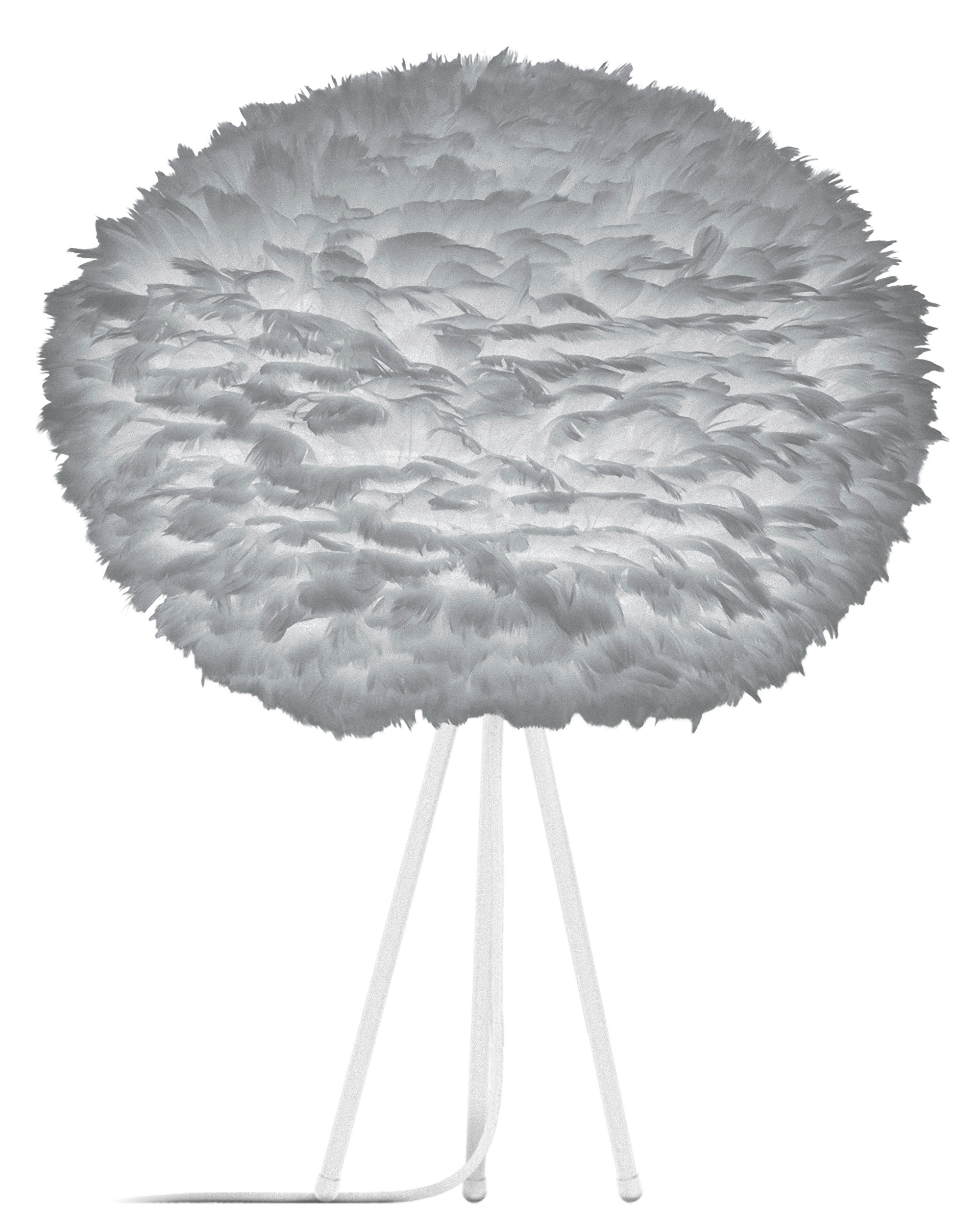 UMAGE Large Light Grey Feather Eos Table Lamp with White Tripod