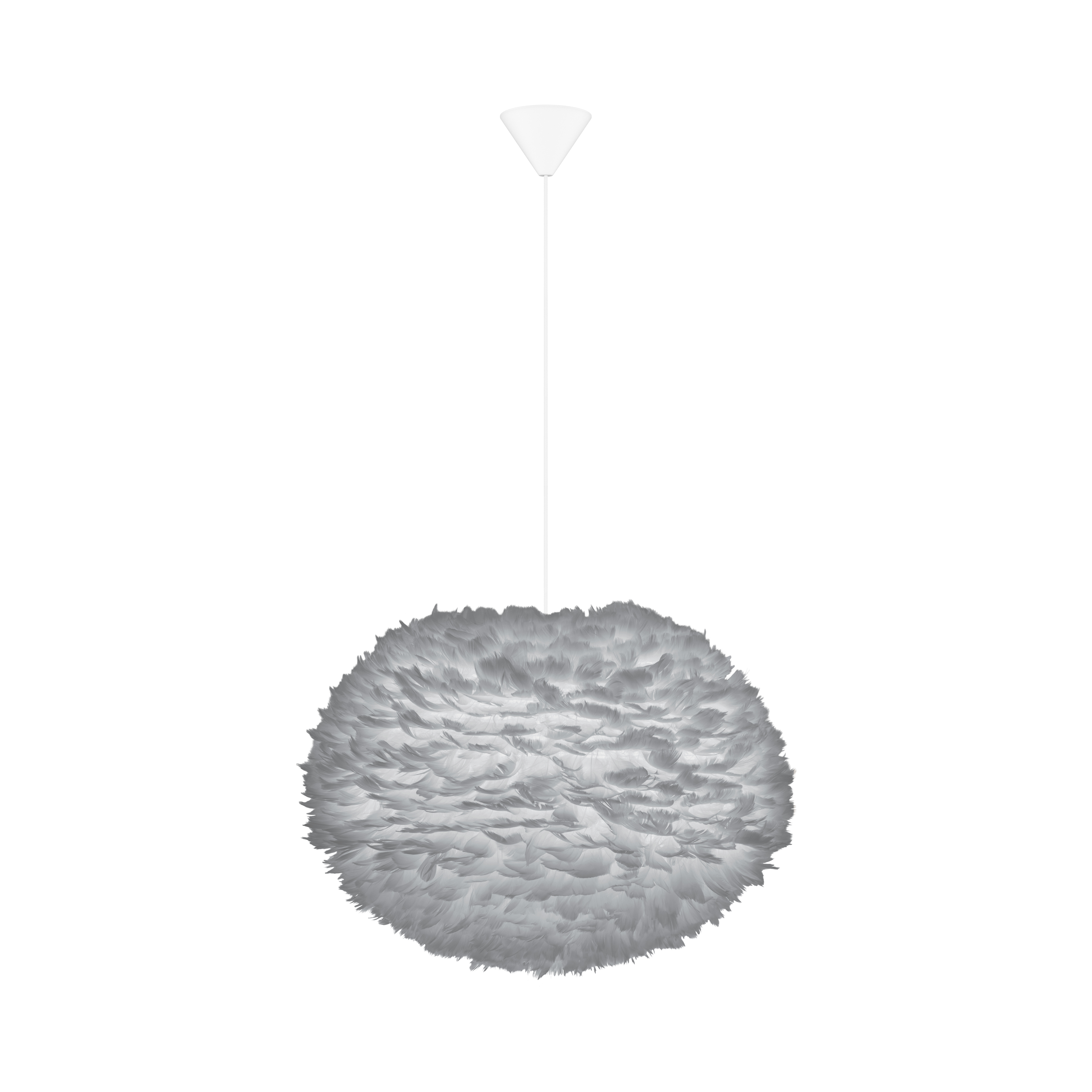 UMAGE Large Light Grey Feather Eos Pendant Shade with White Cord Set