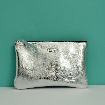 Leather Cosmetic Bag Silver