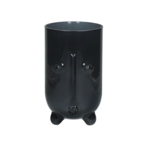 Pomax Mask, Vase/Hurricane, Glass, Dia 12 X H 20 cm, Anthracite
