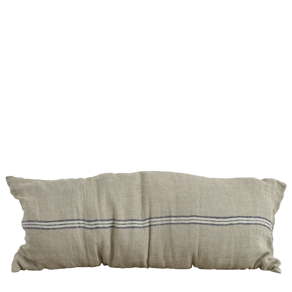 Linen Pillowcase with Half Stripe and 3 Wooden Buttons