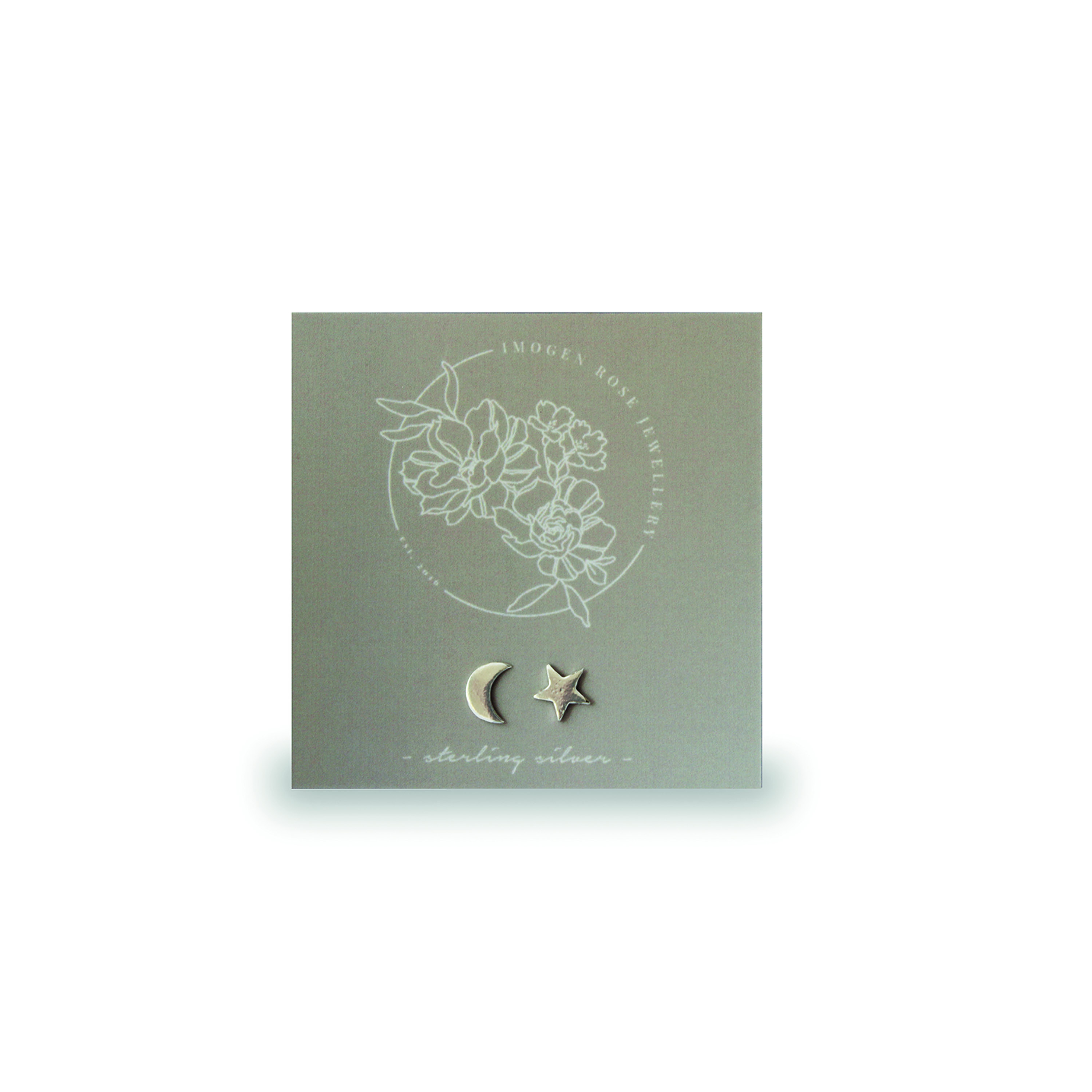 By Imogen Rose  Star and Moon Sterling Silver Stud Earrings Set