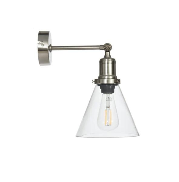 Hoxton Glass Cone Wall Light Satin Nickel