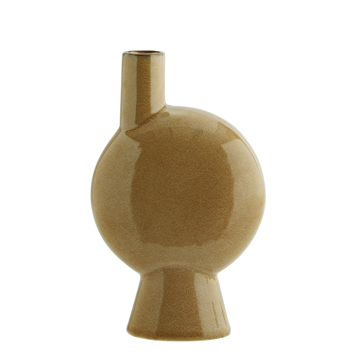 Madam Stoltz Mustard Brown Stoneware Chimney Vase