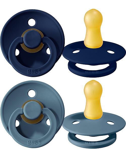 Set Of 2 Ergonomic Bibs Pacifiers And Dark Blue And Ice Blue Design