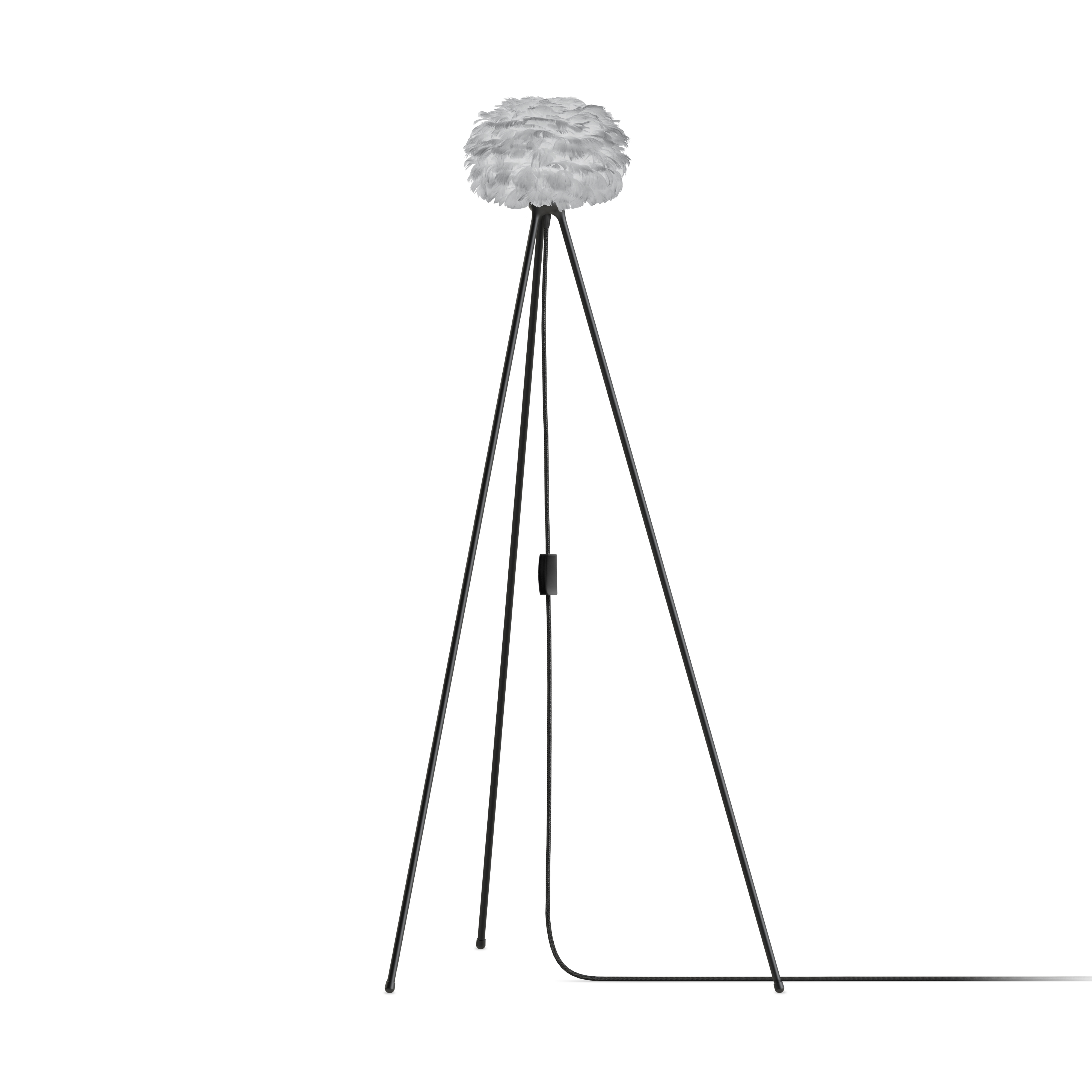 UMAGE Micro Light Grey Feather Eos Floor Lamp with Black Tripod