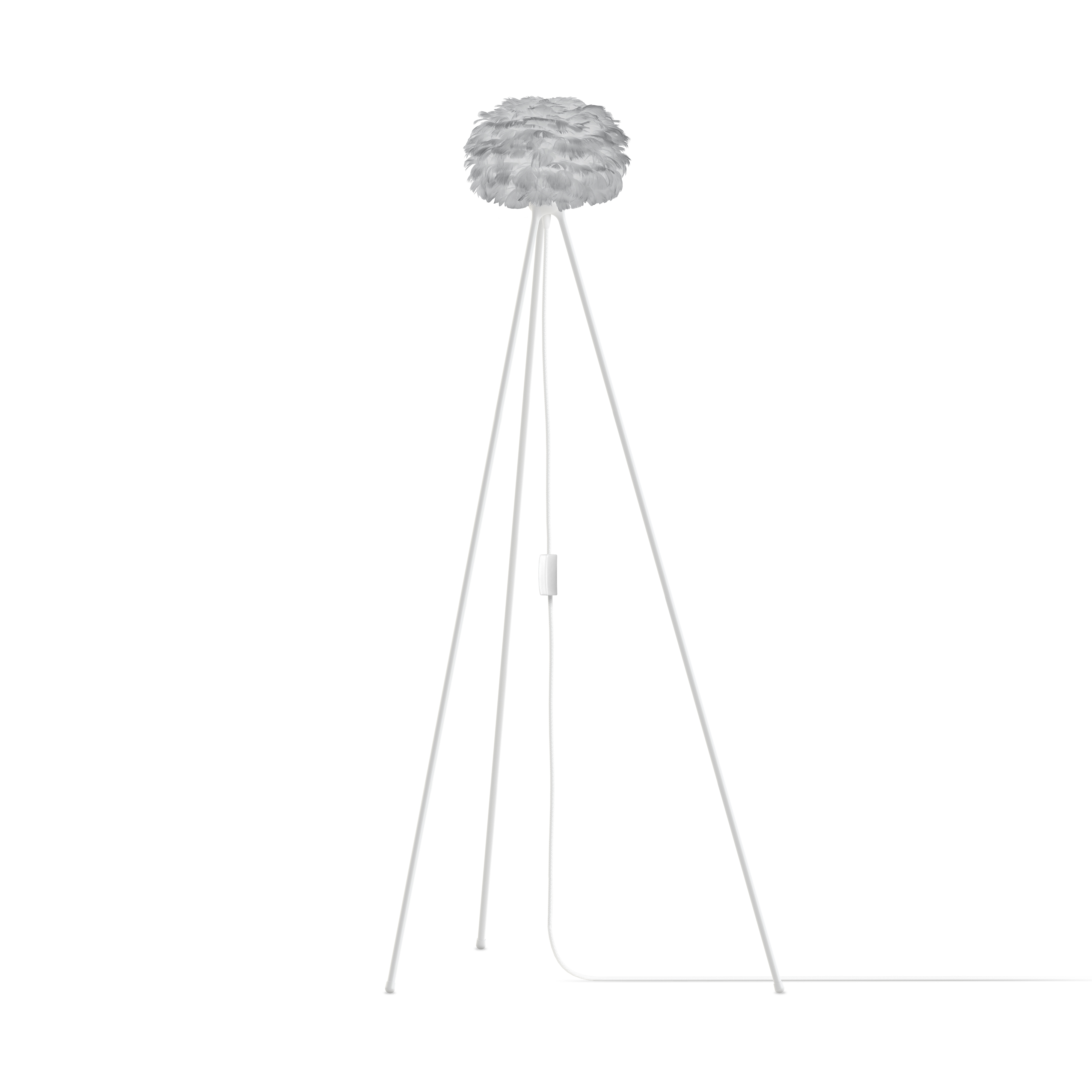 Micro Light Grey Feather Eos Floor Lamp with White Tripod