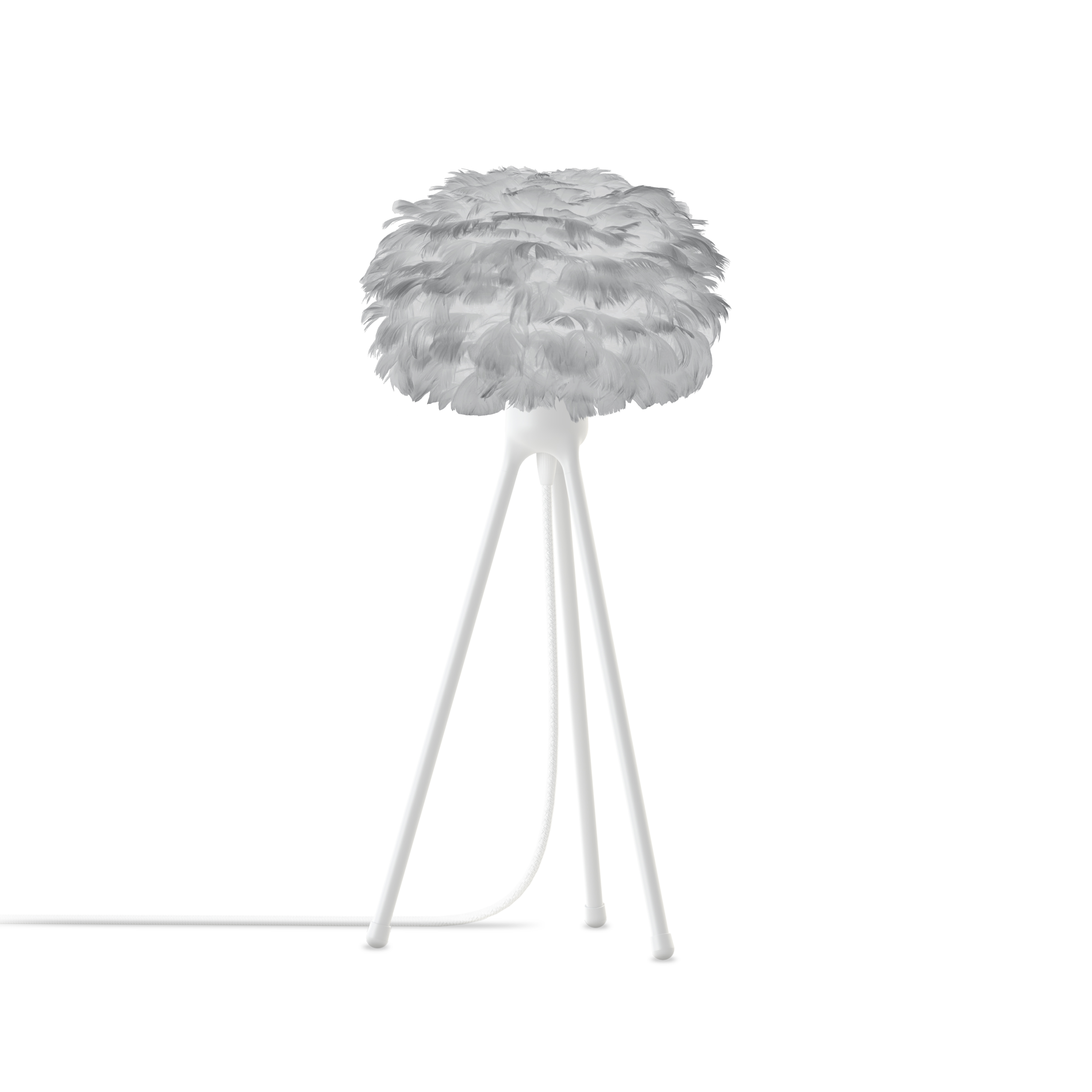 UMAGE Micro Light Grey Feather Eos Table Lamp with White Tripod