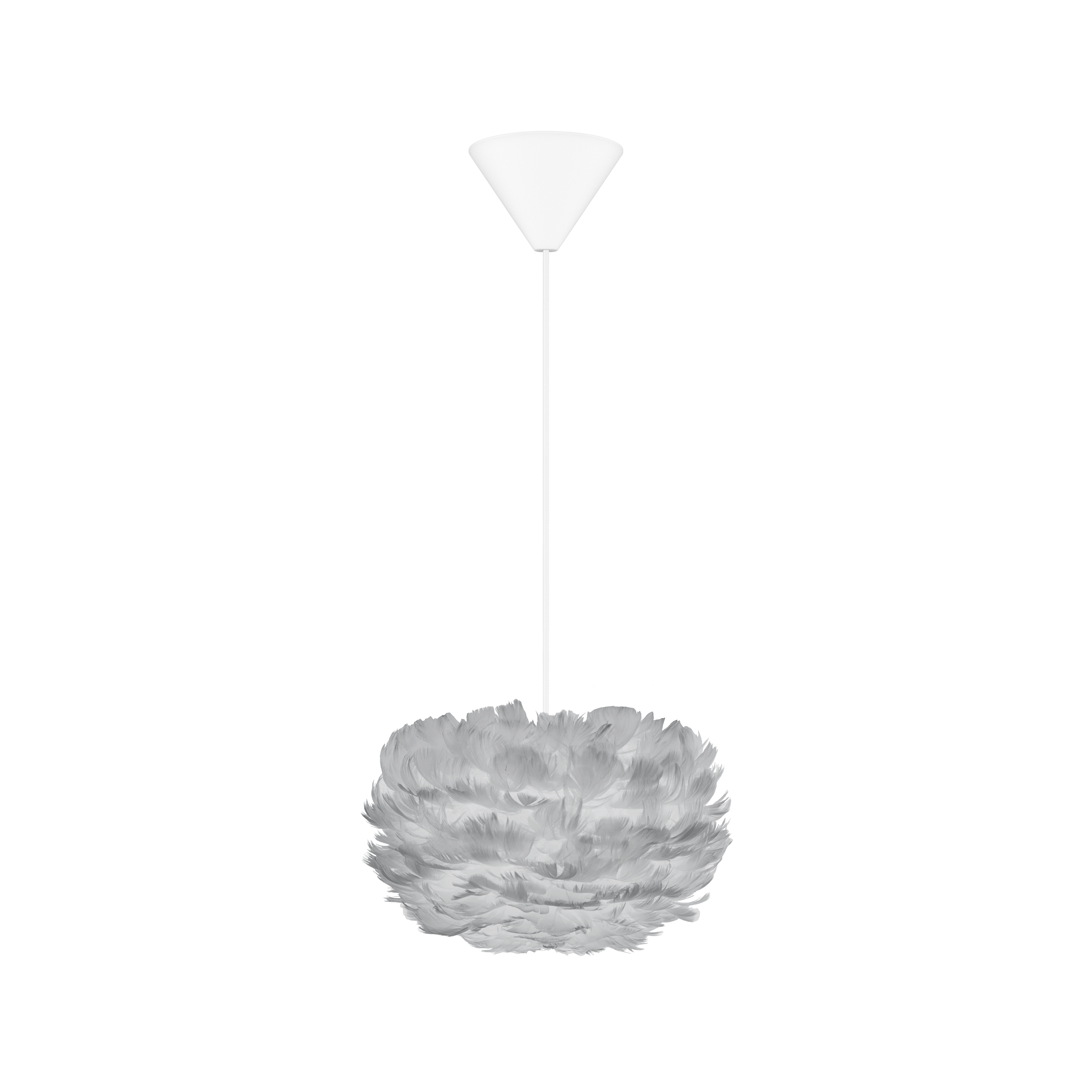 UMAGE Micro Light Grey Feather Eos Pendant Shade with White Cord Set