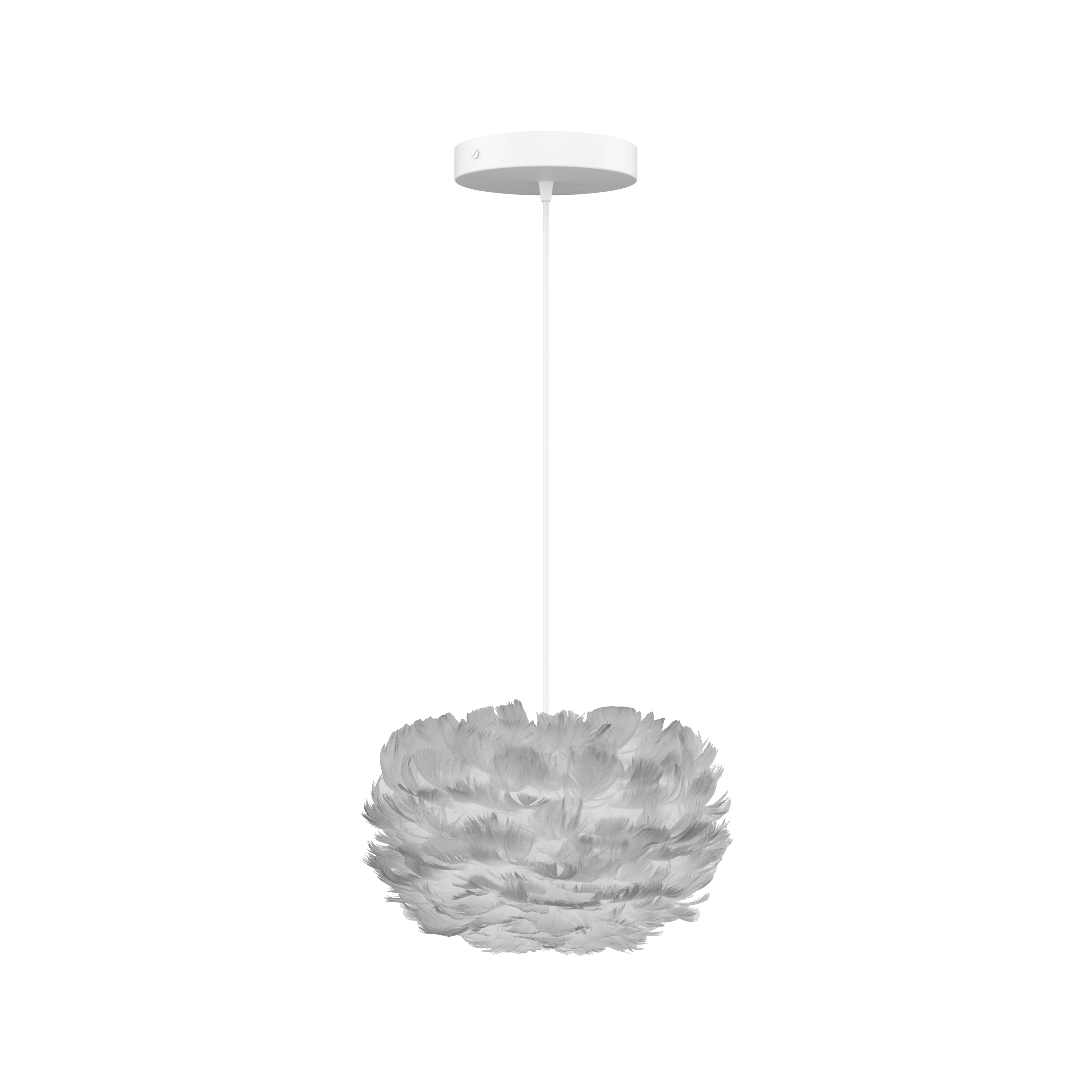 UMAGE Micro Light Grey Feather Eos Pendant Shade with White Rosette Cord Set
