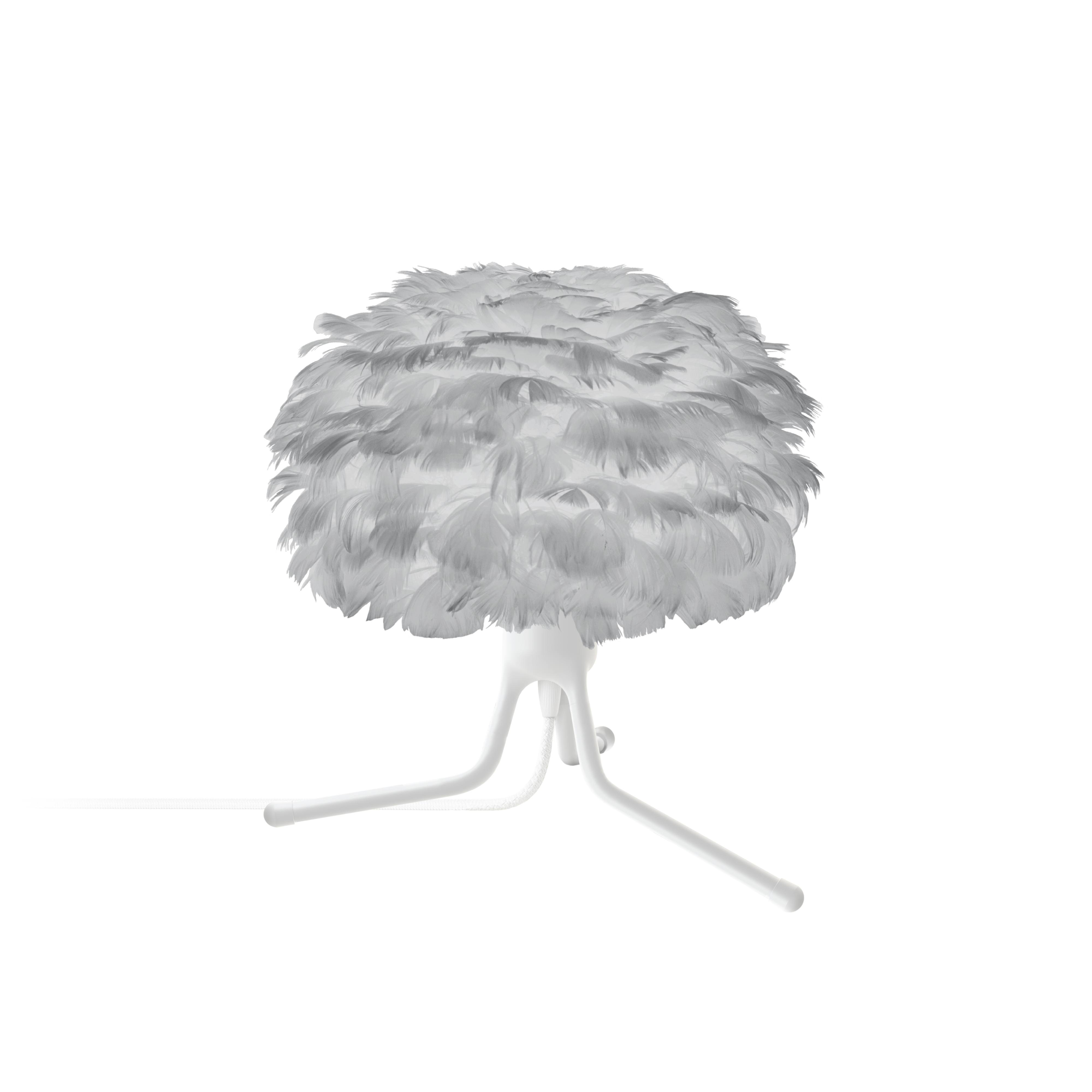 UMAGE Micro Light Grey Feather Eos Table Lamp with White Base Tripod