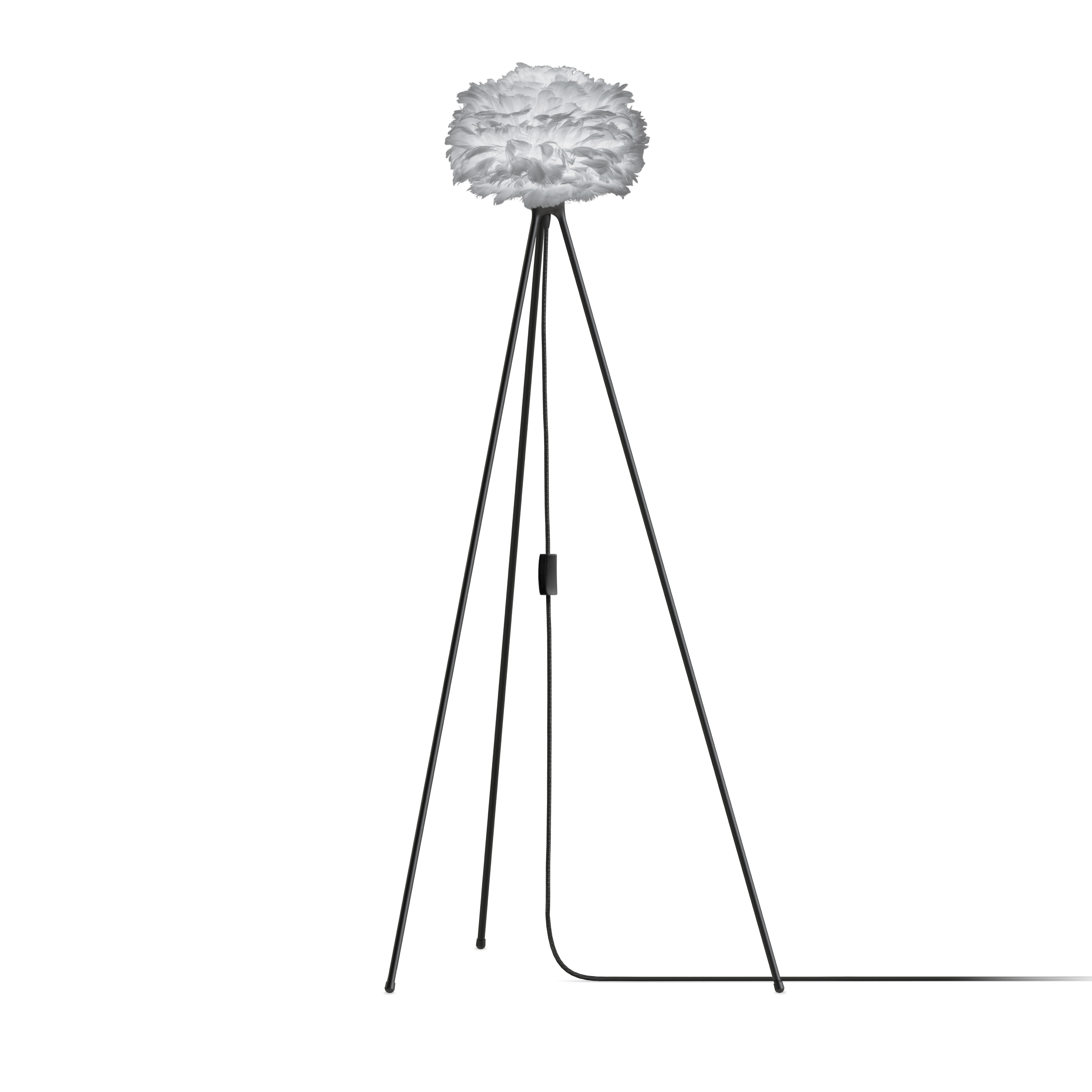 UMAGE Mini Light Grey Feather Eos Floor Lamp with Black Tripod