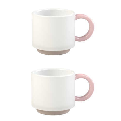 Lund London Skittle Espresso Mug White Pink - Set of 2