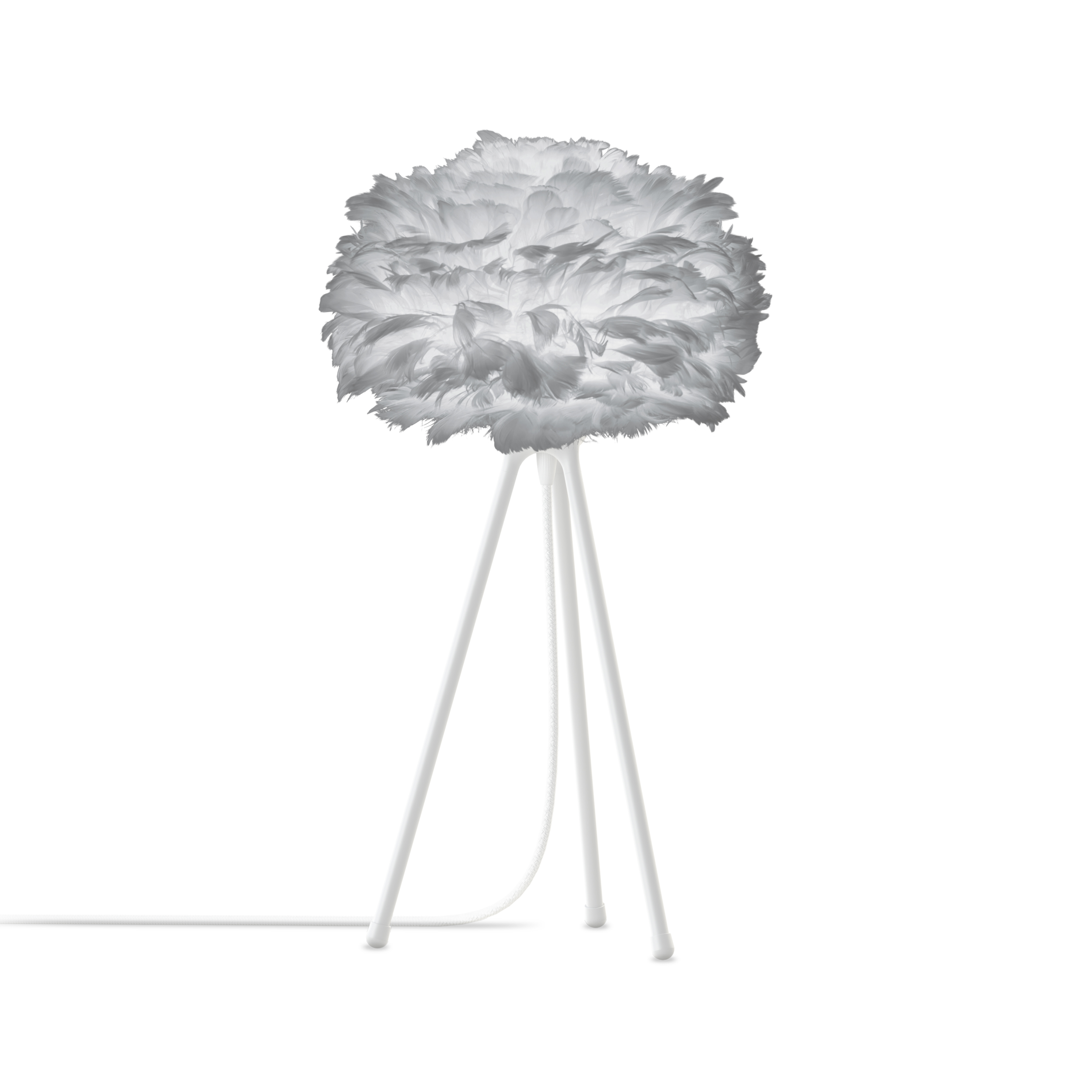 UMAGE Mini Light Grey Feather Eos Table Lamp with White Tripod