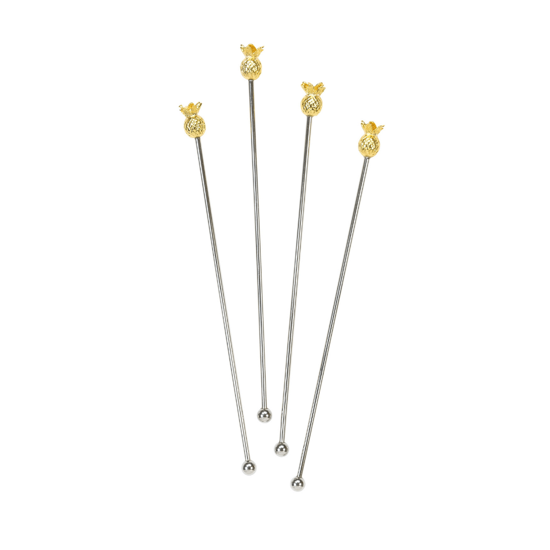 &Quirky Gold Pineapple Cocktail Stirrers