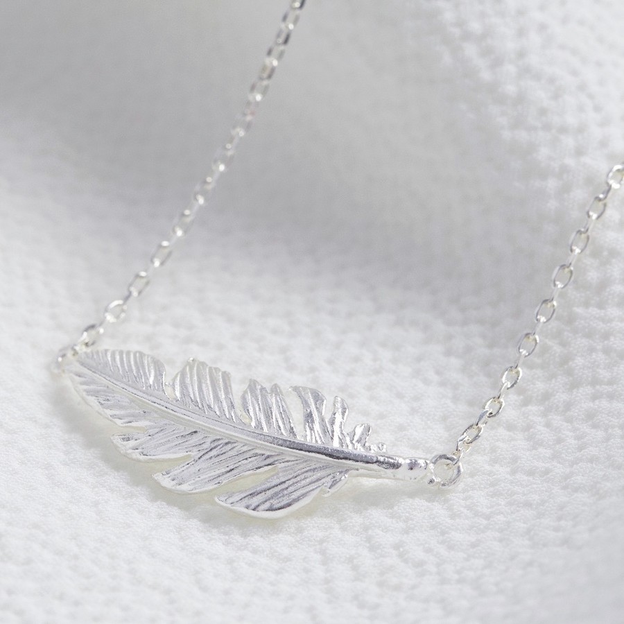 Lisa Angel Silver Feather Necklace