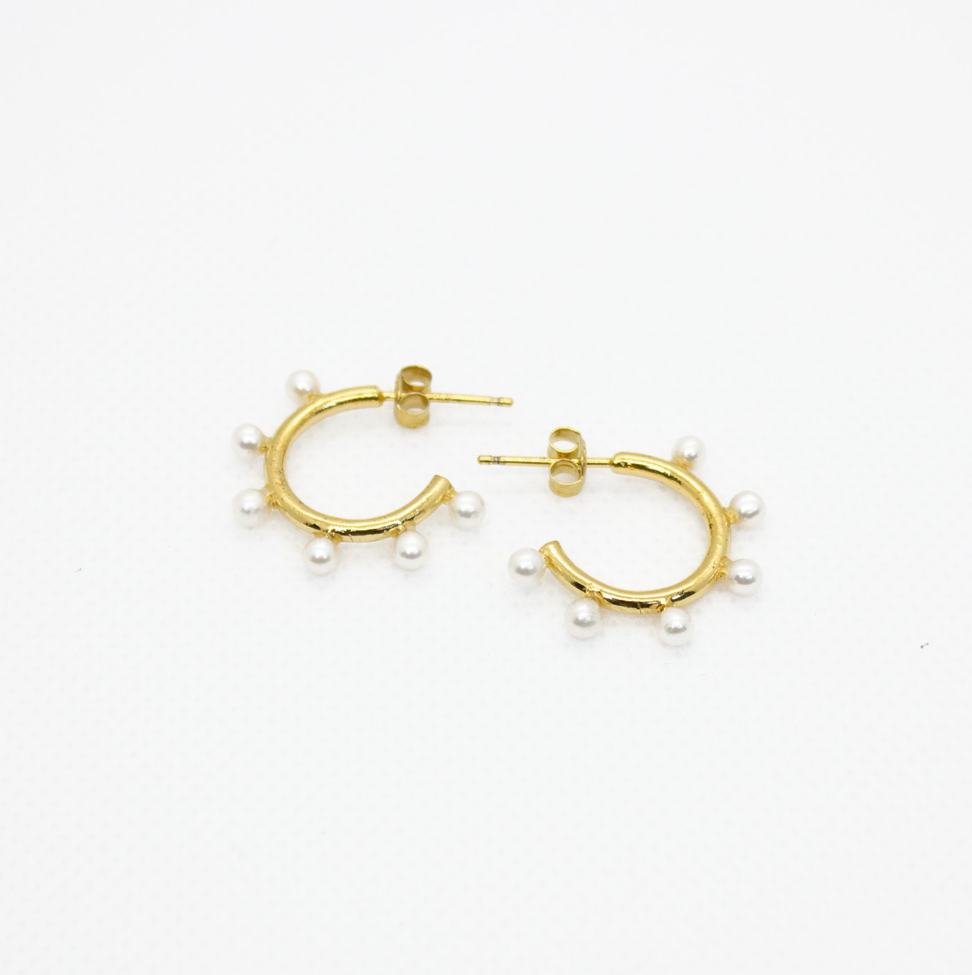 Trouva: Earrings with Open Hoops with Small Pearls