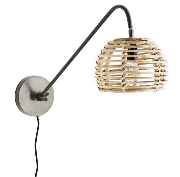 MADAME SOTLZ Industrial Directional Wall Light With Bamboo Weave Shade