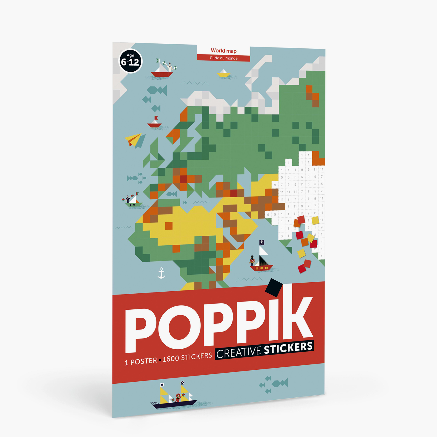 Poppik World Map Sticker Poster + 1600 Stickers