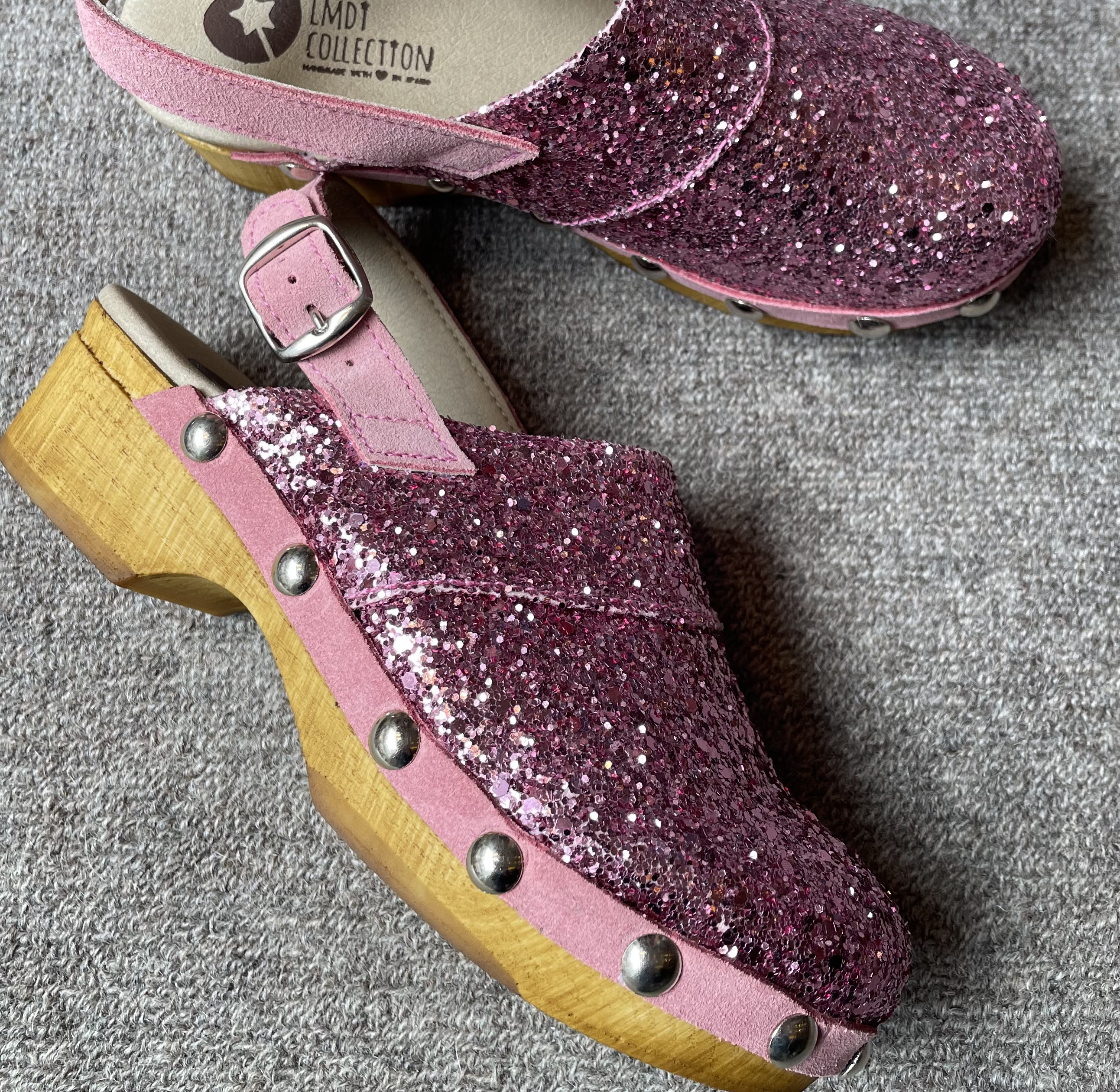 LMDI COLLECTION Pink Clogs Glitter Sandal