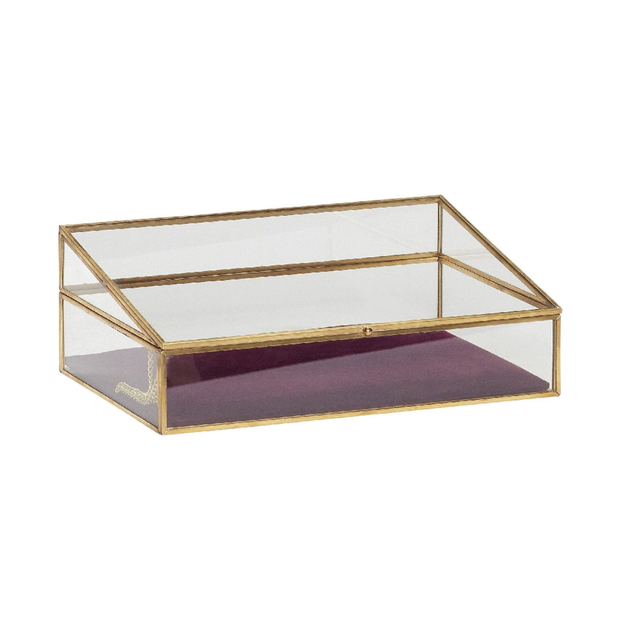 Brass Velour Red Glass Box