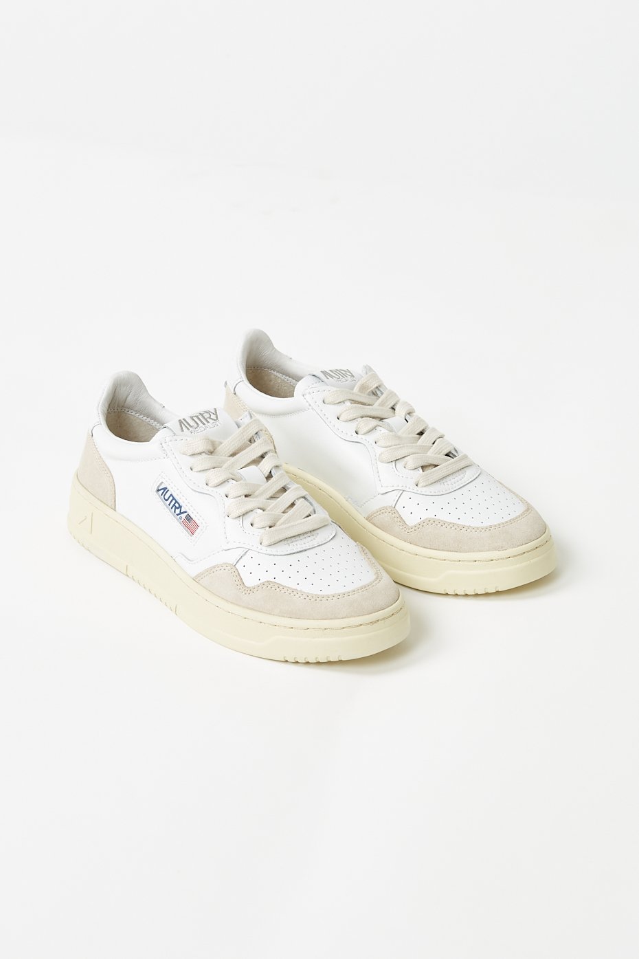 Low White Leather Suede Sneakers Womens