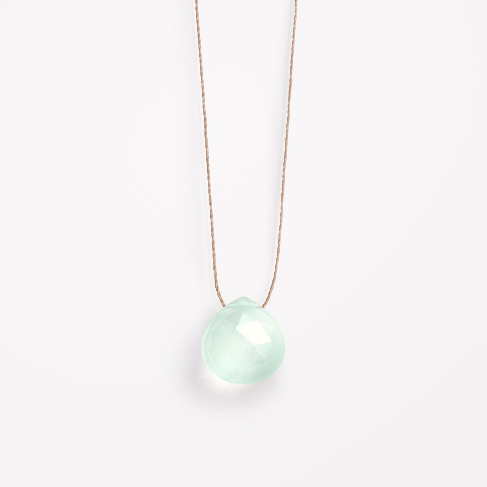 Sea Glass Chalcedony Fine Cord Necklace