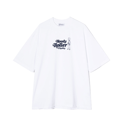 Partimento Chubby Hoody Roller Tee in White with Navy Logo