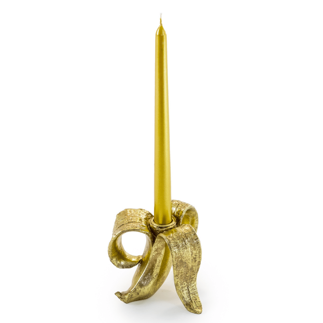 &Quirky Peeled Antique Gold Banana Candle Holder