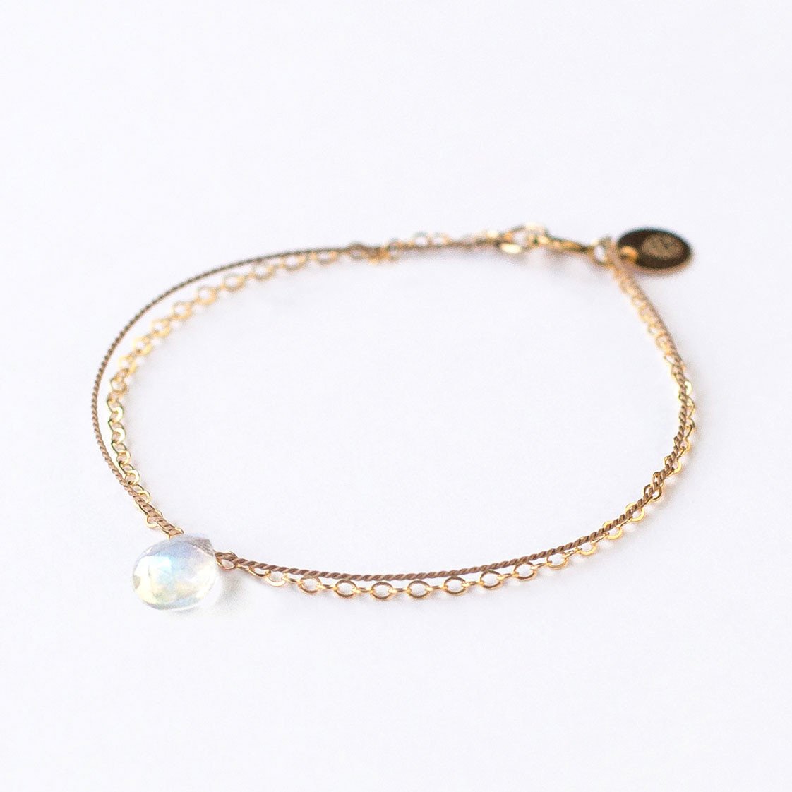 Gold Silk Bracelet Rainbow Moonstone