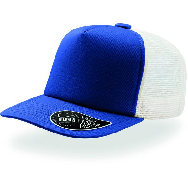 Royal Blue Record Mid Visor 5 Panel Trucker Cap