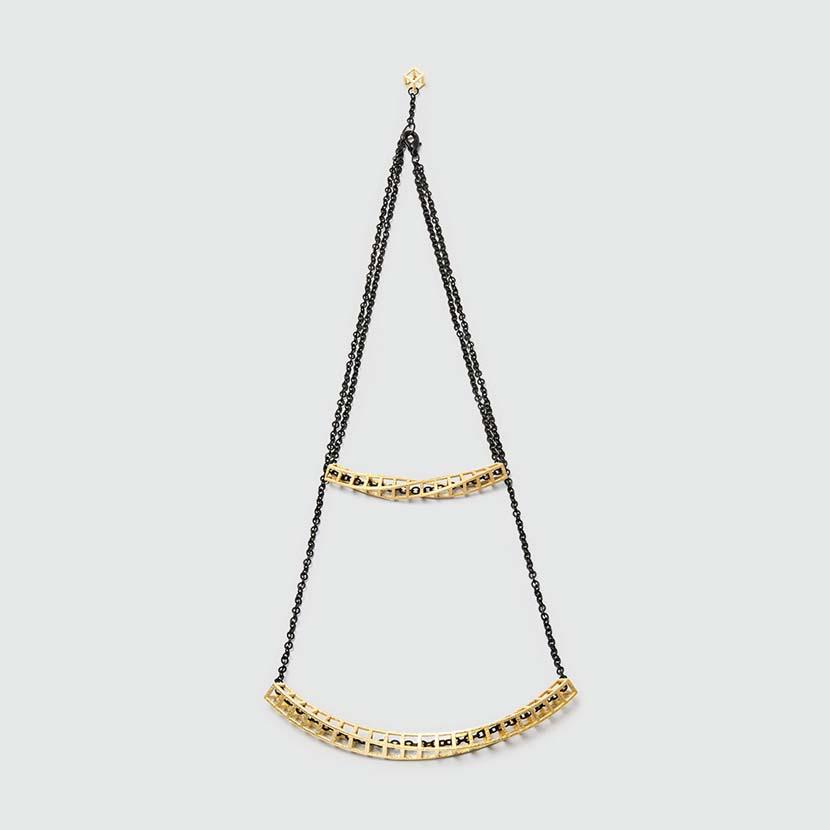 RADIAN jewellery Cubetwist Necklace | Collar Choker Double | Steel | Gold