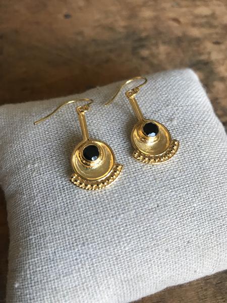 Gold Black Onyx Egon Earrings