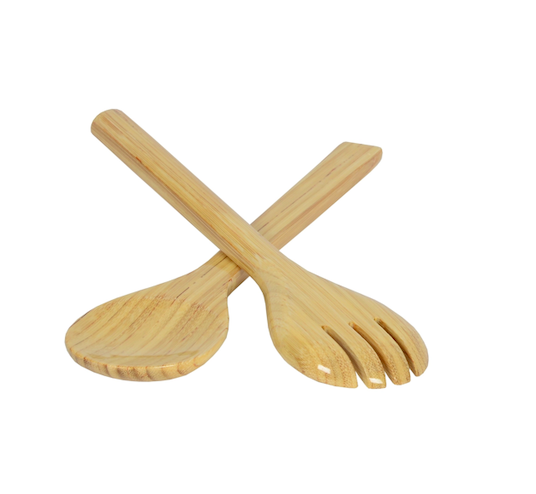 THE BROWNHOUSE INTERIORS Natutral Bamboo Lacquer Small Salad Server Set