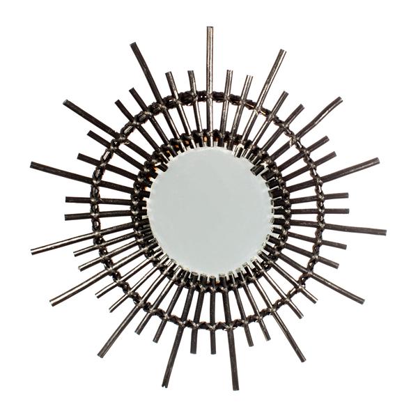 Black Rattan Sunburst Mirror