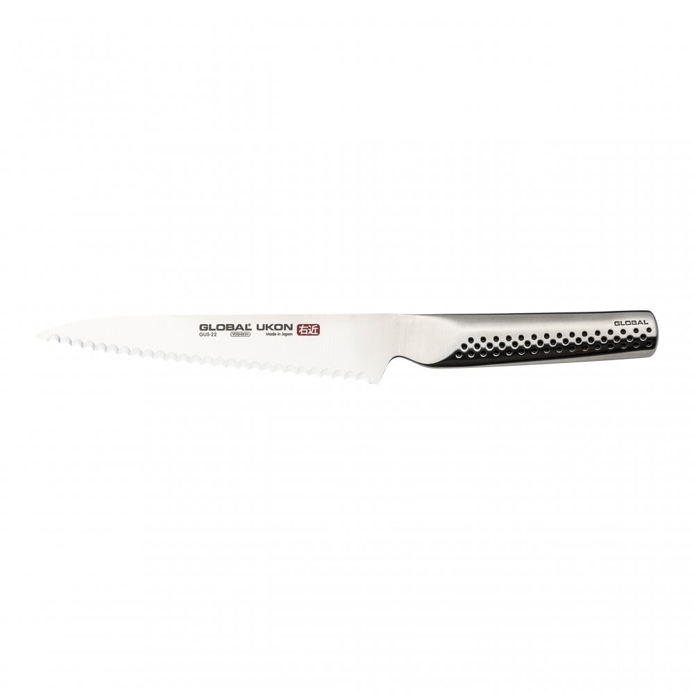 Global New Ukon 15cm Serrated Blade Utility Knife