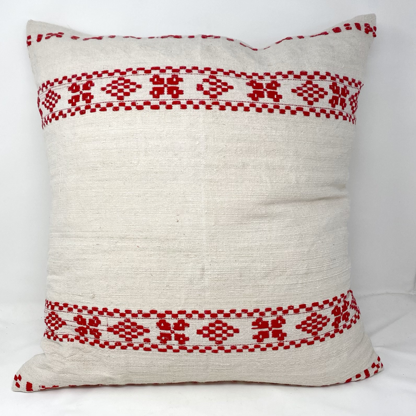 Pale & Interesting Vintage Eastern European Folk Embroidery Cushion Cover