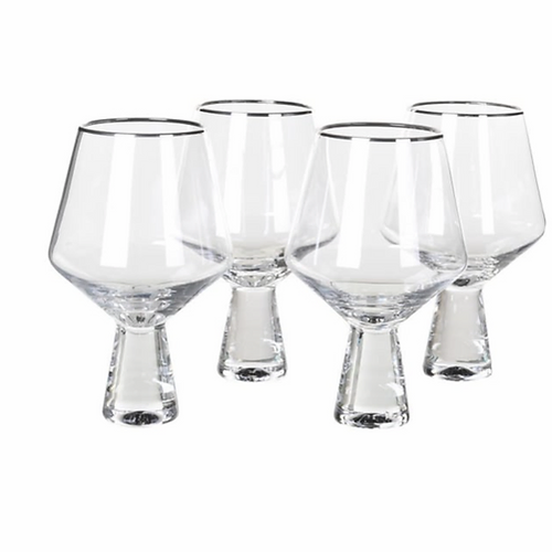 Victoria & Co. Set of 4 Silver Rim Glasses 