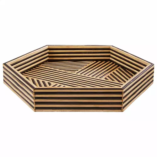 Victoria & Co. Black and Natural Bamboo Tray
