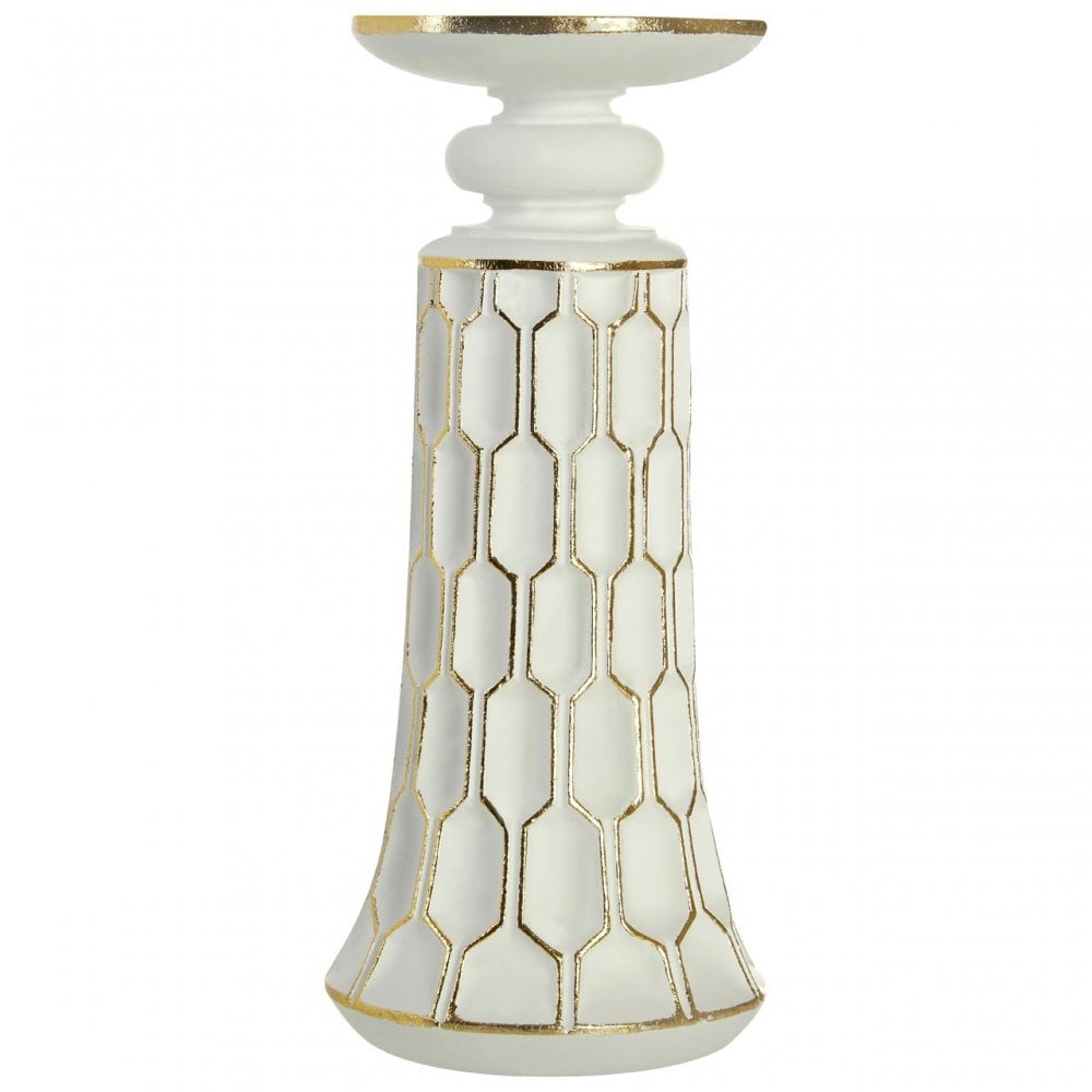 White And Gold Honeycomb Candle Holder