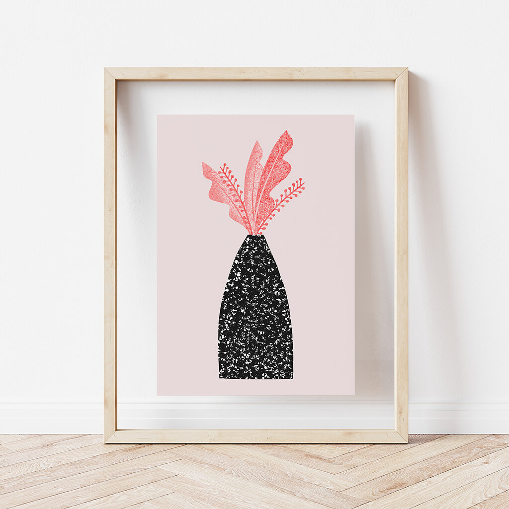 Melissa Doone  Leaves in Speckled Vase A3 Print