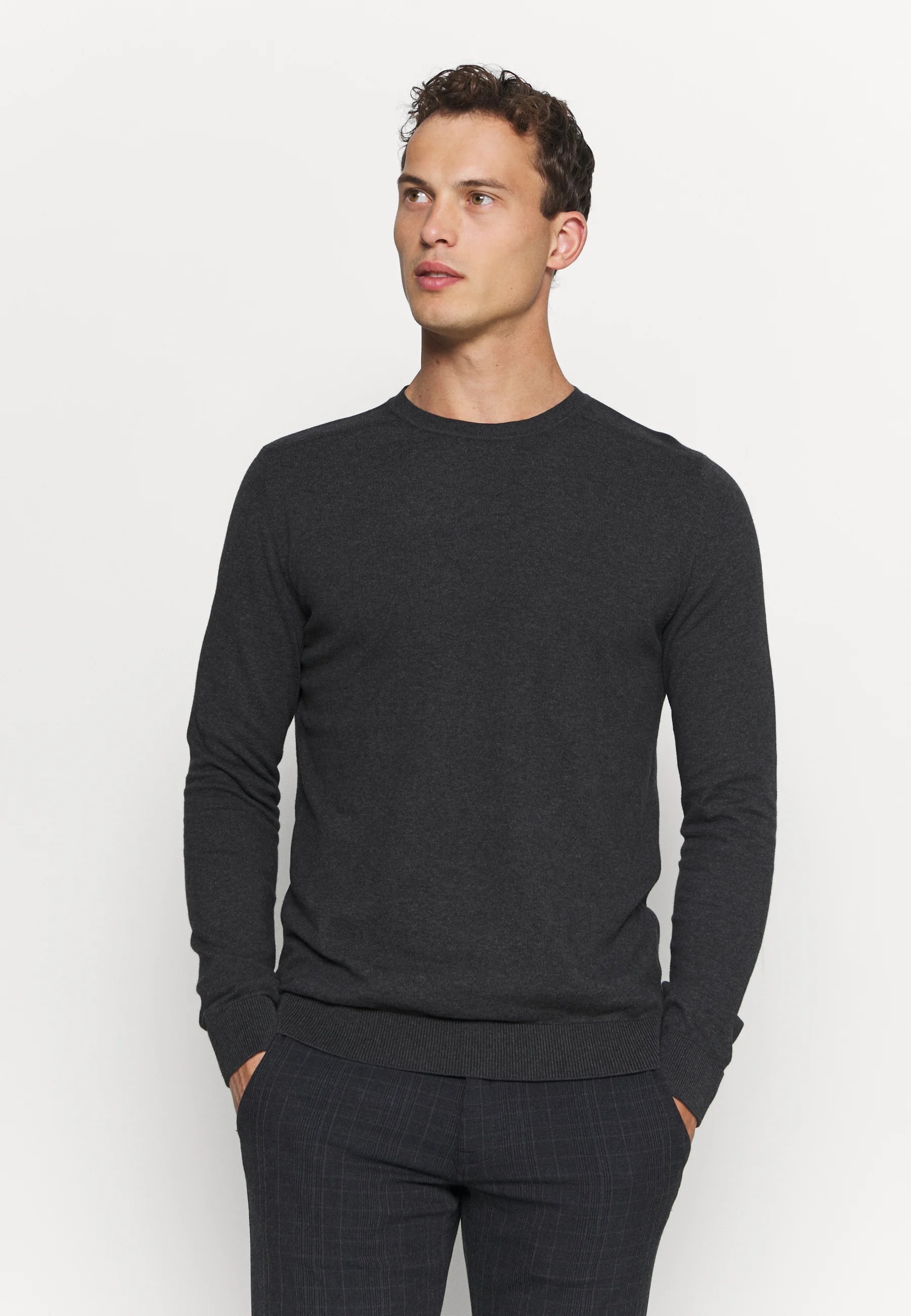 Selected Homme Selected Homme Pull Fin Homme Gris Fonce