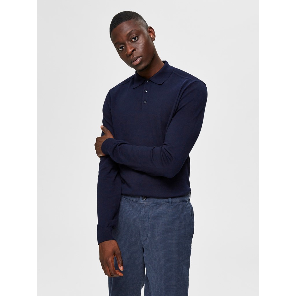 Selected Homme Selected Homme Pull Marine Col Polo