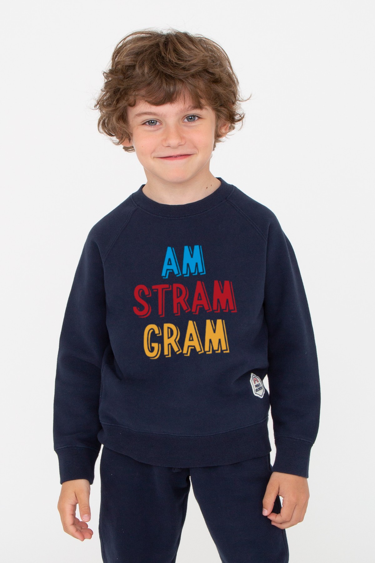 French Disorder Kids Sweatshirt Navy Blue Amstramgram