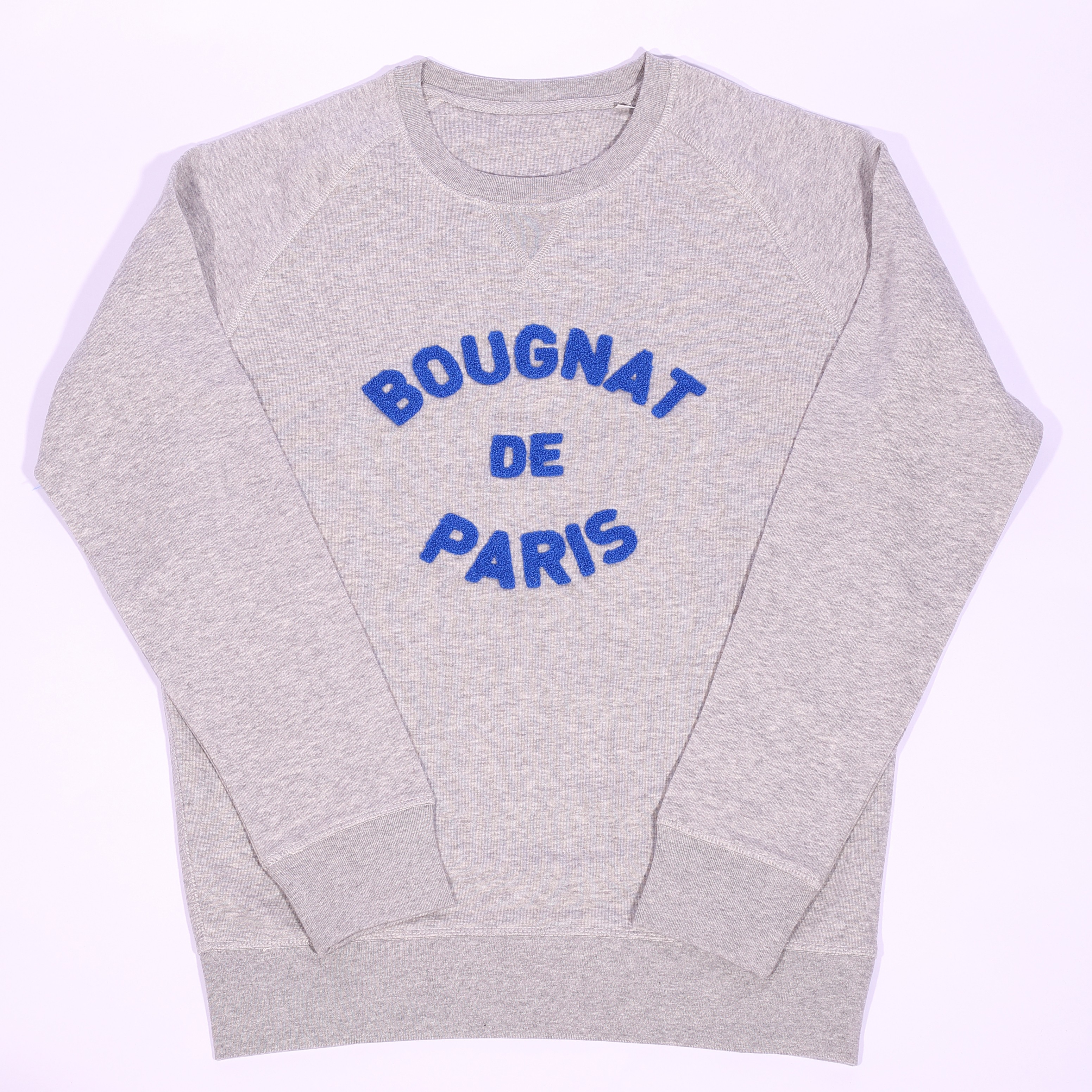Marcel & Maurice Bougnat De Paris Sweat Gris Broderie Bleu Coton Bio