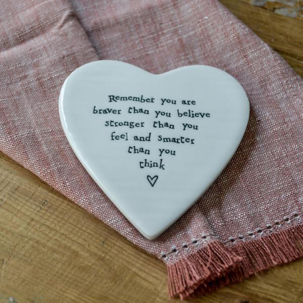 East of India Porcelain Heart Coaster Braver Than You Think