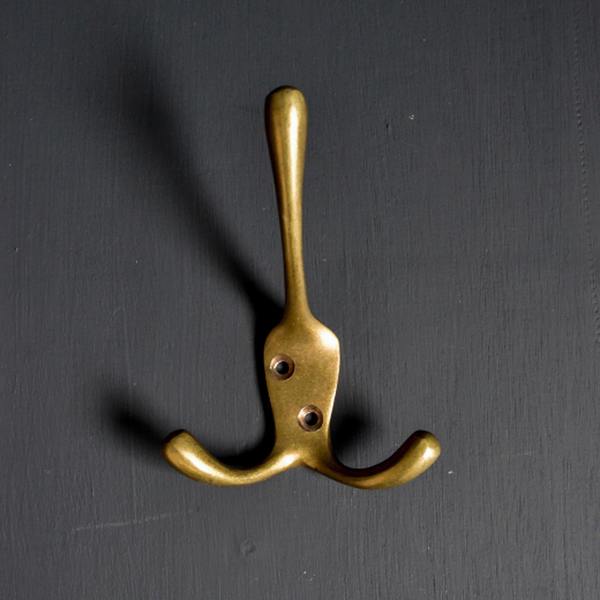 livs Triple Coat Hook Solid Brass