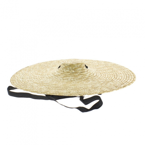 Pompon Bazar Nicard Flat Straw Hat