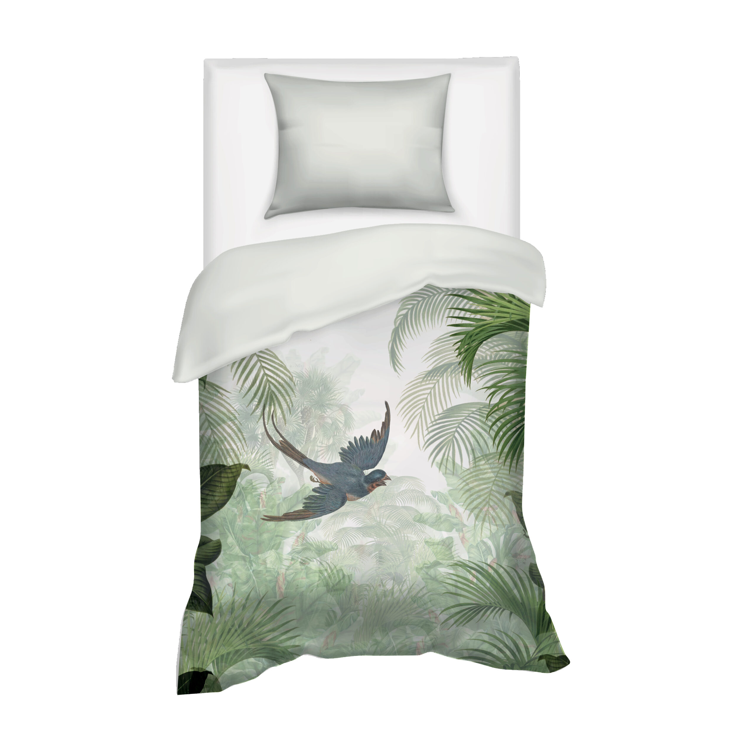 Villa Madelief 100 x 135cm White Green Jungle Toddlers Duvet Cover with 1 Pillowcase