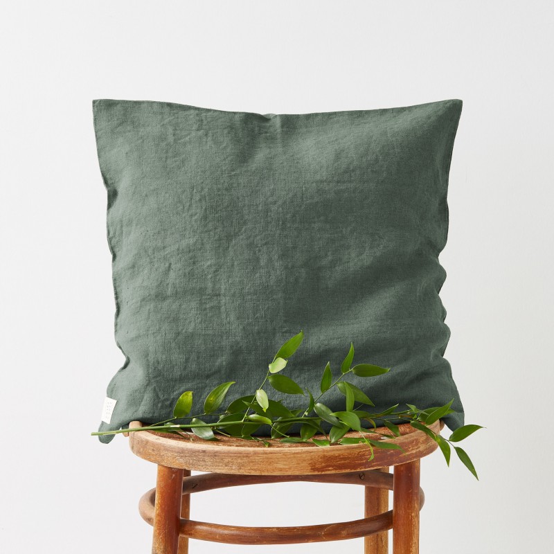 Pillowcase 100% Linen - Forest Green 80x80cm